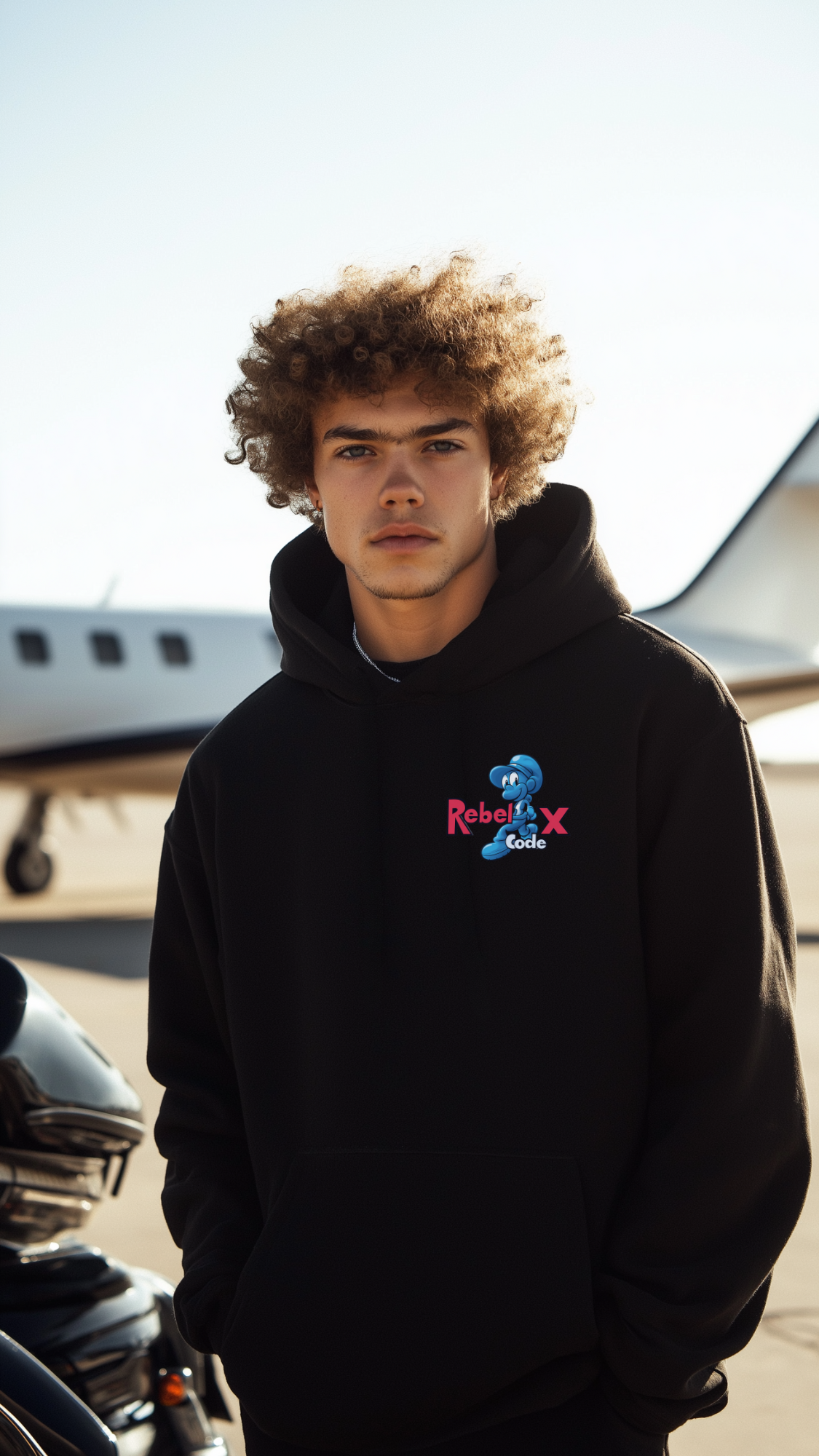 Rebel X Code "Rebel Cartoon Vibe" Black Hoodie