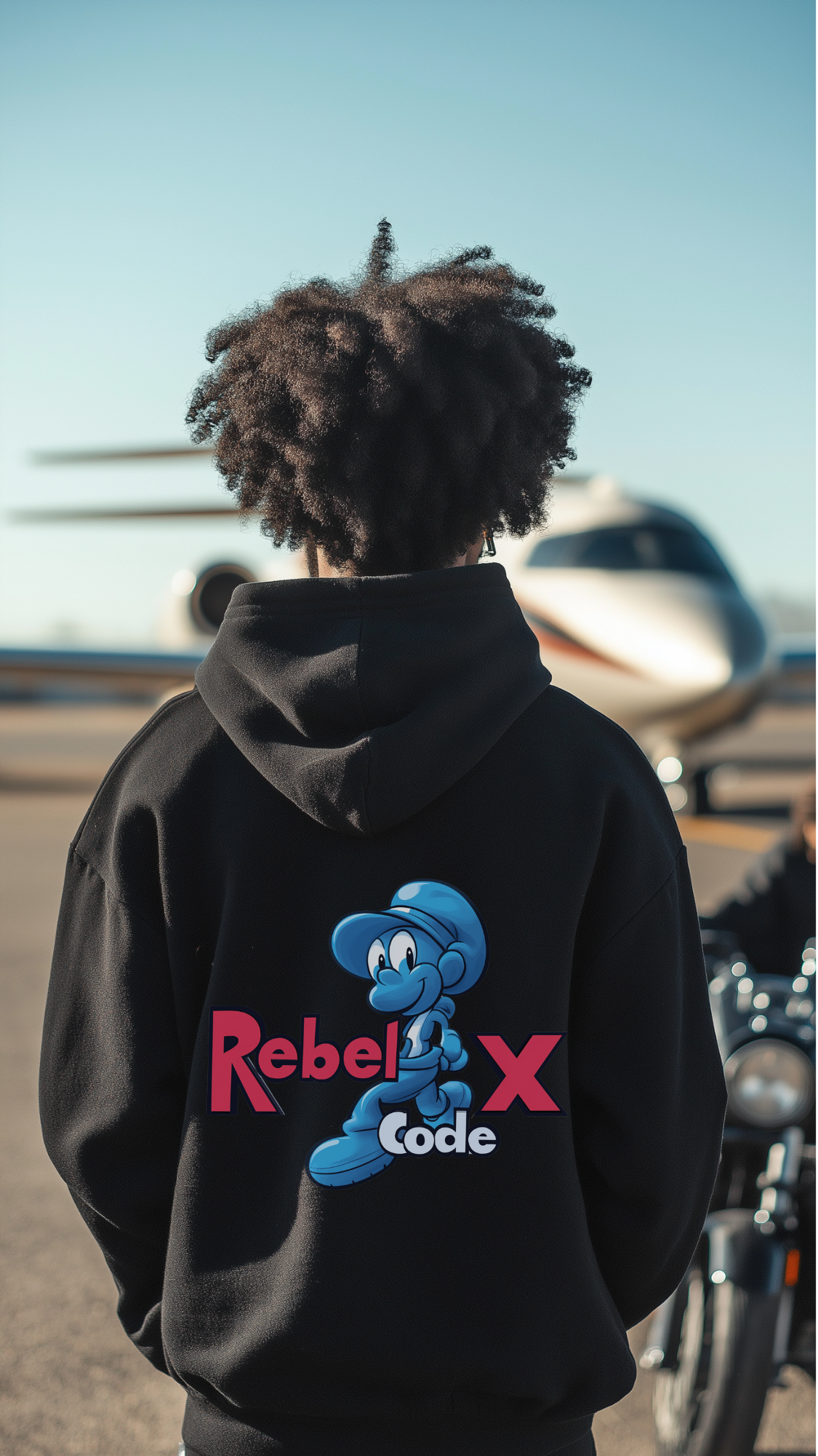 Rebel X Code "Rebel Cartoon Vibe" Black Hoodie