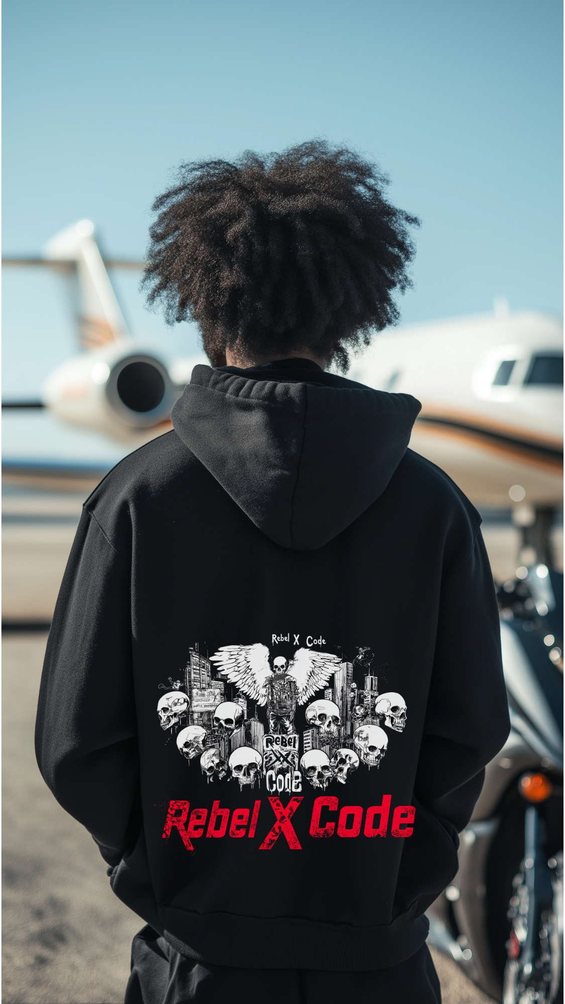 Rebel X Code "Winged Skull society" Black Hoodie