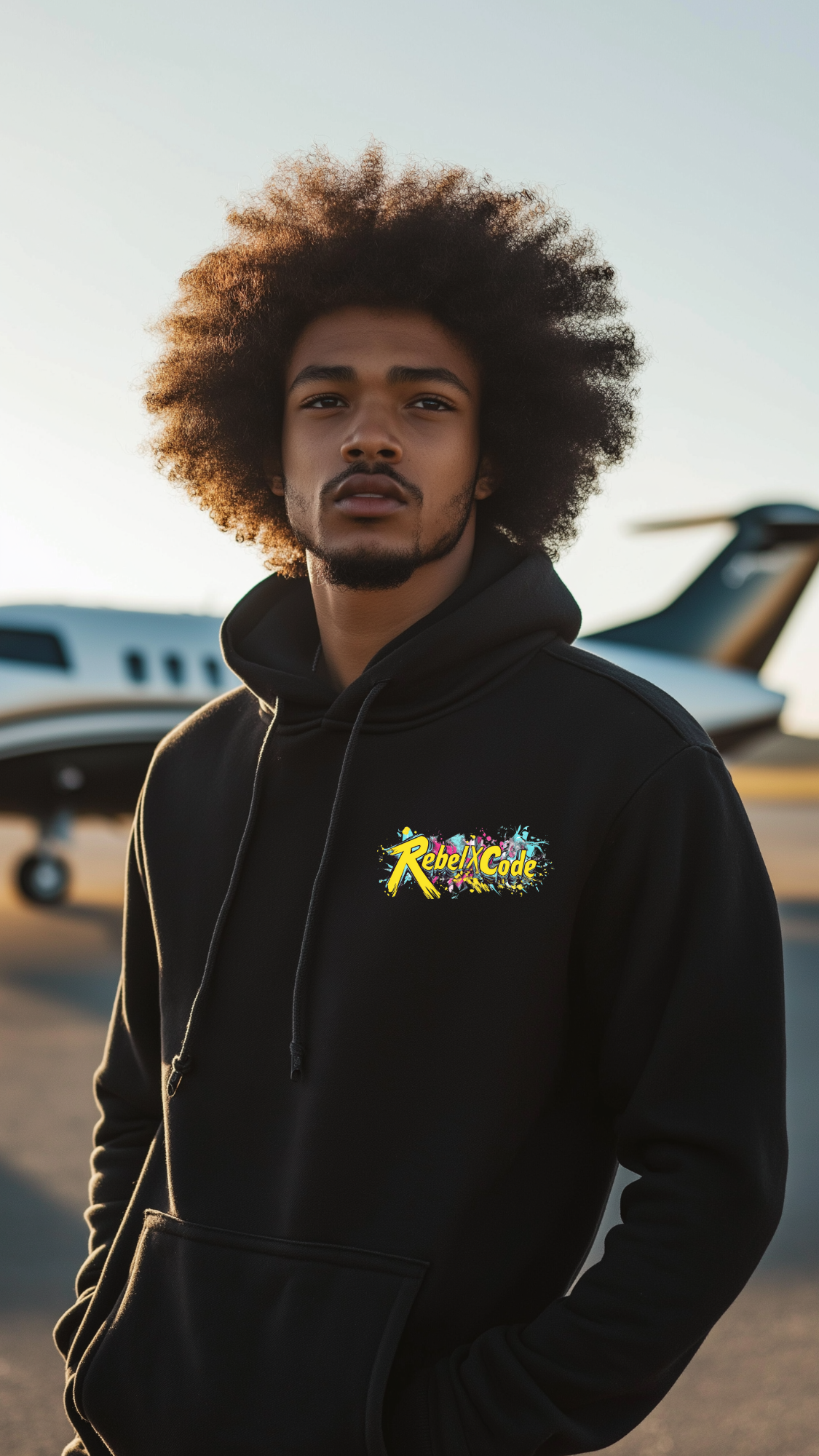 Rebel X Code "Neon Splash" Black Hoodie