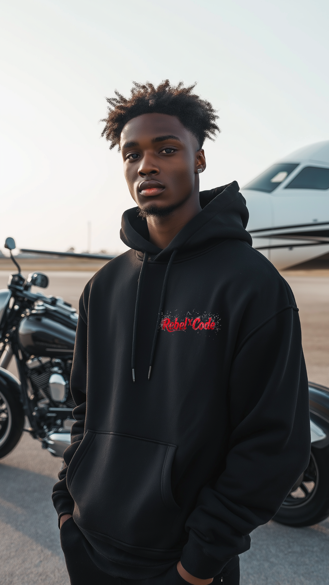 Rebel X Code "Shattered Red" Black Hoodie