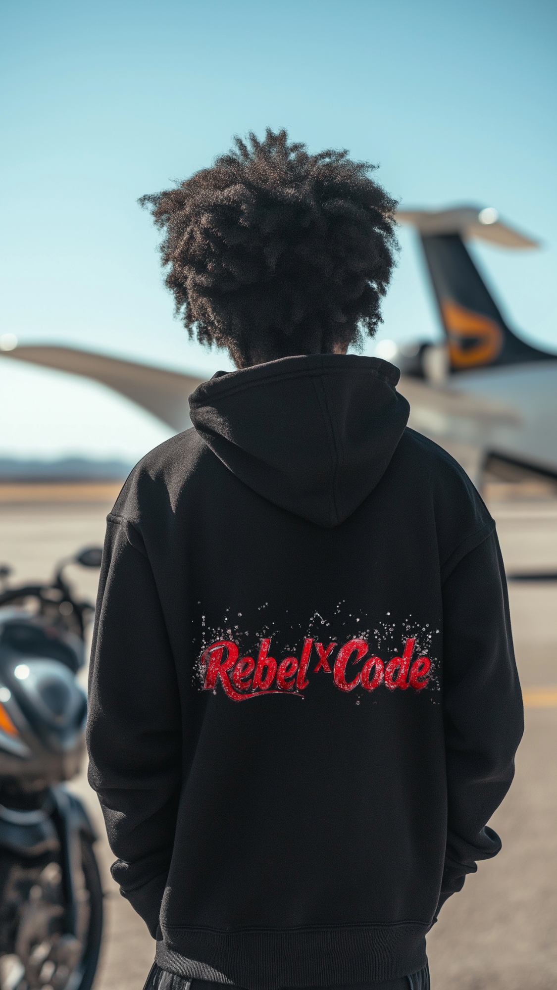 Rebel X Code "Shattered Red" Black Hoodie